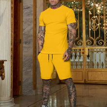 Load image into Gallery viewer, Short Sleeve T-shirt Men Set Two Pieces | Shorts Two Piece Set Men