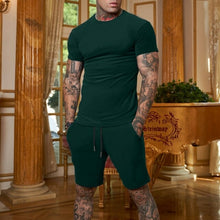 Load image into Gallery viewer, Short Sleeve T-shirt Men Set Two Pieces | Shorts Two Piece Set Men