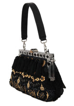 Load image into Gallery viewer, Dolce & Gabbana VANDA Black Crystal Tassel Gold Charms Party Bag