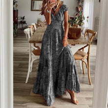 Load image into Gallery viewer, Summer Vintage Long Dresses Women 2023 Bohemian Elegant Floral Print V