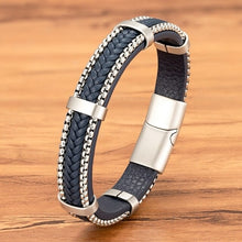Load image into Gallery viewer, TYO New Arrivel Punk Design Chain Stainless Steel Braid Leather