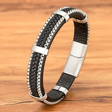 Load image into Gallery viewer, TYO New Arrivel Punk Design Chain Stainless Steel Braid Leather