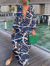 Load image into Gallery viewer, Women Boho Print Beach Cover Up 2023 Summer Sexy Deep V-neck Long