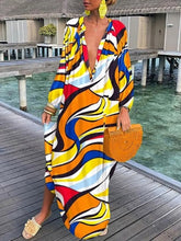 Load image into Gallery viewer, Women Boho Print Beach Cover Up 2023 Summer Sexy Deep V-neck Long