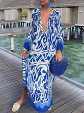 Load image into Gallery viewer, Women Boho Print Beach Cover Up 2023 Summer Sexy Deep V-neck Long