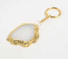 Load image into Gallery viewer, Hand Cut White Agate Keychain