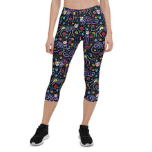 Load image into Gallery viewer, Womens Sugar Skull Cat Capri Leggings