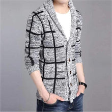 Load image into Gallery viewer, Mens Shawl Collar Gray Cardigan