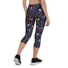 Load image into Gallery viewer, Womens Sugar Skull Cat Capri Leggings
