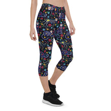 Load image into Gallery viewer, Womens Sugar Skull Cat Capri Leggings