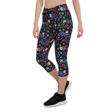 Load image into Gallery viewer, Womens Sugar Skull Cat Capri Leggings