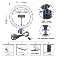 Load image into Gallery viewer, 10 " Ring Light Camera Tripod Mini Camera Holder Slip Clip Set