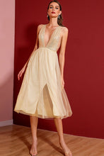 Load image into Gallery viewer, Sequin Slit Deep V Sleeveless Dress