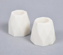 Load image into Gallery viewer, Turned White Stone Candle Holders (set of 2)