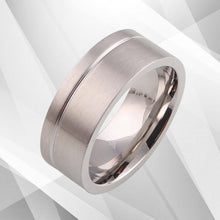 Load image into Gallery viewer, 18Ct White Gold Over Men’s Flat Shape Engagement Wedding Tungsten Band