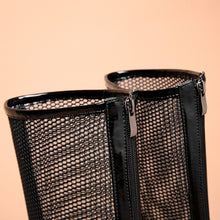 Load image into Gallery viewer, Knee High Boots Mesh Square High Heels Platform Zipper Plus Size