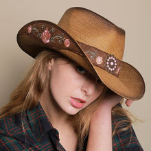 Load image into Gallery viewer, 2022 High Quality Straw Hat Women Western Cowboy Hat Panama Summer