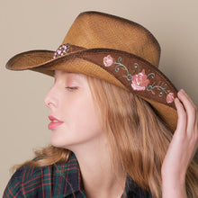 Load image into Gallery viewer, 2022 High Quality Straw Hat Women Western Cowboy Hat Panama Summer
