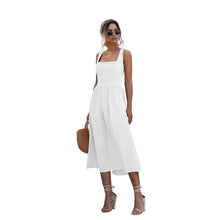 Load image into Gallery viewer, Sexy Backless Casual White Black Ruched Slip Midi Sundresses
