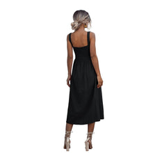 Load image into Gallery viewer, Sexy Backless Casual White Black Ruched Slip Midi Sundresses