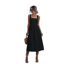 Load image into Gallery viewer, Sexy Backless Casual White Black Ruched Slip Midi Sundresses