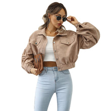 Load image into Gallery viewer, Fashion Women Corduroy Lantern Long Sleeves Lapel BF Style Jacke
