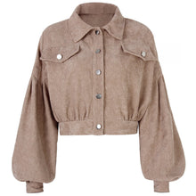 Load image into Gallery viewer, Fashion Women Corduroy Lantern Long Sleeves Lapel BF Style Jacke