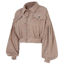 Load image into Gallery viewer, Fashion Women Corduroy Lantern Long Sleeves Lapel BF Style Jacke
