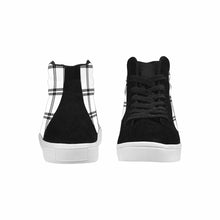 Load image into Gallery viewer, Buffalo Plaid Black and White High Top Canvas Womens Shoes