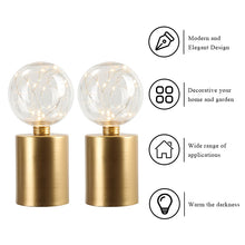 Load image into Gallery viewer, 2pcs Gold Candle Holder Battery Powered Table Lamp 8 Inch Cordless