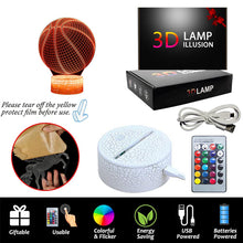 Load image into Gallery viewer, 3d Illusion Child Night Light Basketball Touch Sensor Remote