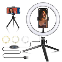 Load image into Gallery viewer, 10 " Ring Light Camera Tripod Mini Camera Holder Slip Clip Set