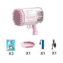 Load image into Gallery viewer, 69 Holes Electric Bubble Gun Rocket Soap Bubbles Machine Gun Shape