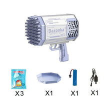 Load image into Gallery viewer, 69 Holes Electric Bubble Gun Rocket Soap Bubbles Machine Gun Shape