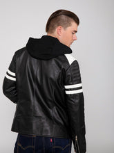 Load image into Gallery viewer, Men's Hawk Hooded PU Faux Leather Moto Jacket