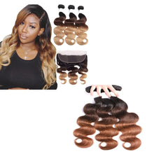 Load image into Gallery viewer, 10A Grade #1B/4/30 Body Wave #1B/4/27 BUNDLES with CLOSURES & FRONTALS