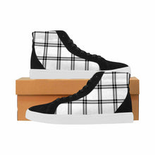 Load image into Gallery viewer, Buffalo Plaid Black and White High Top Canvas Womens Shoes
