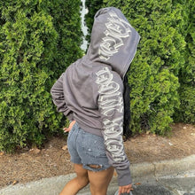 Load image into Gallery viewer, ANJAMANOR Letter Printed Zip Up Hoodie Streetwear Women Cyber Y2k