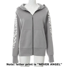 Load image into Gallery viewer, ANJAMANOR Letter Printed Zip Up Hoodie Streetwear Women Cyber Y2k
