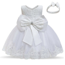 Load image into Gallery viewer, Baby Girls White Baptism Birthday Princess Dress Toddler Girl New Year