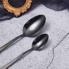 Load image into Gallery viewer, Black Stainless Steel Cutlery Set Fork Spoon Knife Set Dinnerware Set