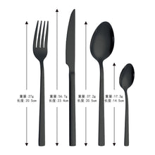 Load image into Gallery viewer, Black Stainless Steel Cutlery Set Fork Spoon Knife Set Dinnerware Set