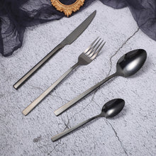 Load image into Gallery viewer, Black Stainless Steel Cutlery Set Fork Spoon Knife Set Dinnerware Set