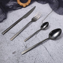 Load image into Gallery viewer, Black Stainless Steel Cutlery Set Fork Spoon Knife Set Dinnerware Set