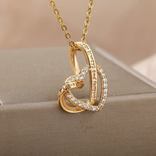 Load image into Gallery viewer, Double Love Heart Pendant Necklace For Women Stainless Steel Gold