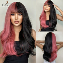 Load image into Gallery viewer, Easihair Dark Brown Black Long Wavy Synthetic Wigs With Bang Natural