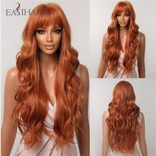 Load image into Gallery viewer, Easihair Dark Brown Black Long Wavy Synthetic Wigs With Bang Natural