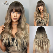 Load image into Gallery viewer, Easihair Dark Brown Black Long Wavy Synthetic Wigs With Bang Natural