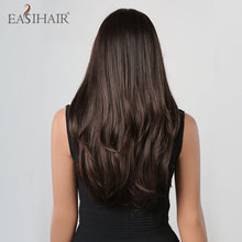 Load image into Gallery viewer, Easihair Dark Brown Black Long Wavy Synthetic Wigs With Bang Natural