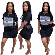 Load image into Gallery viewer, FAGADOER Color Women's Dress S 2XL Fashion Letter Print Casual Dress